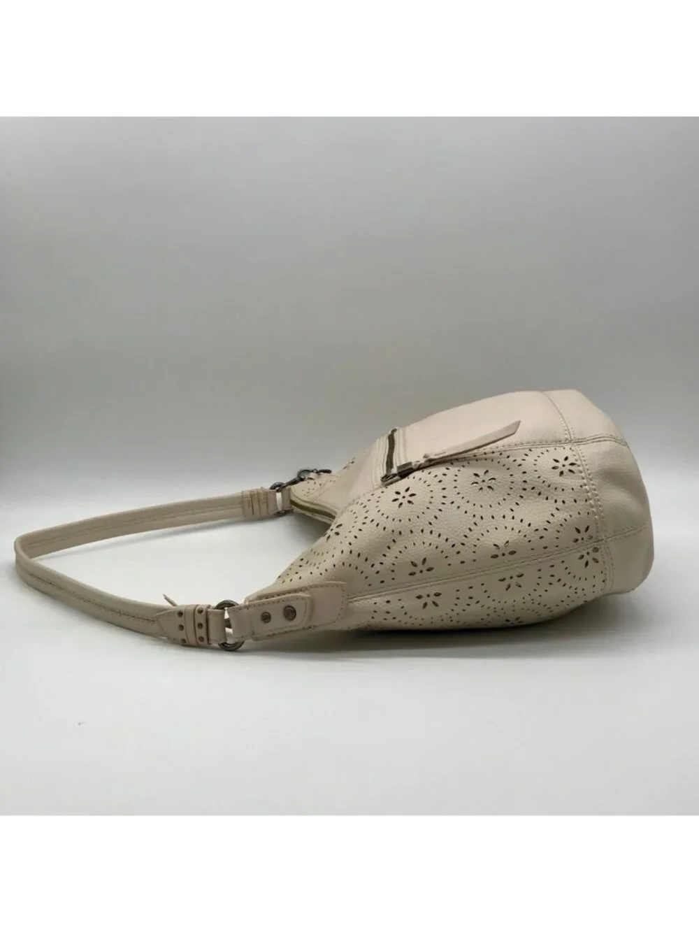 The Sak Off-White Perforated Leather Sequoia Hobo Bag